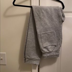 Light gray cuffed Hanes sweatpants